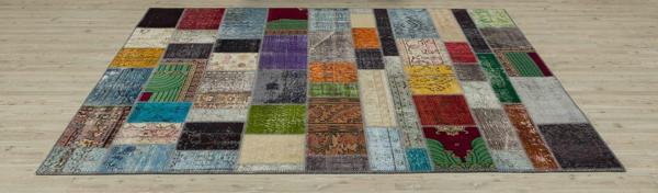 Bej Patchwork Etnik Modern Desenli Yün Hav Toz Vermez Leke Tutmayan Salon Yolluk Mutfak El Dokuma Halı - Image 1