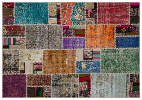 Bej Patchwork Etnik Modern Desenli Yün Hav Toz Vermez Leke Tutmayan Salon Yolluk Mutfak El Dokuma Halı - Image 1
