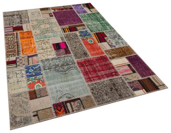 Bej Patchwork Etnik Modern Desenli Yün Hav Toz Vermez Leke Tutmayan Salon Yolluk Mutfak El Dokuma Halı - Image 1
