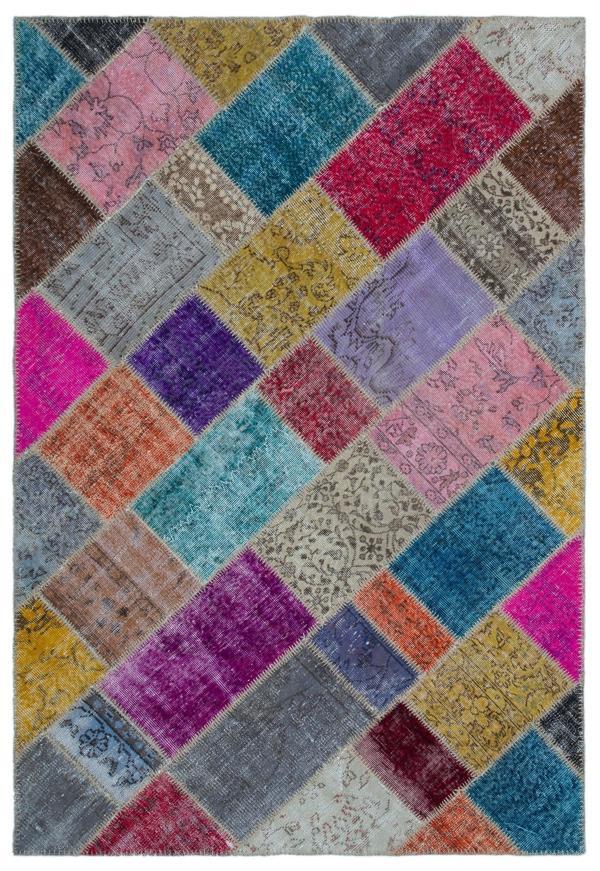 Iskece Bej Patchwork Etnik Modern Desenli Yün Hav Toz Vermez Leke Tutmayan Salon Yolluk Mutfak El Dokuma Halı - Image 1