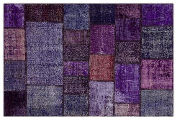 Mor Patchwork Etnik Modern Desenli Yün Hav Toz Vermez Leke Tutmayan Salon Yolluk Mutfak El Dokuma Halı - Image 1