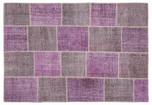 Mor Patchwork Etnik Modern Desenli Yün Hav Toz Vermez Leke Tutmayan Salon Yolluk Mutfak El Dokuma Halı - Image 1