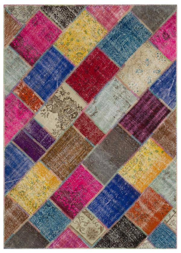 Iskece Bej Patchwork Etnik Modern Desenli Yün Hav Toz Vermez Leke Tutmayan Salon Yolluk Mutfak El Dokuma Halı - Image 1