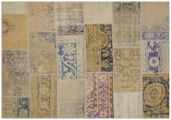 Kahverengi Patchwork Etnik Modern Desenli Yün Hav Toz Vermez Leke Tutmayan Salon Yolluk Mutfak El Dokuma Halı - Image 1