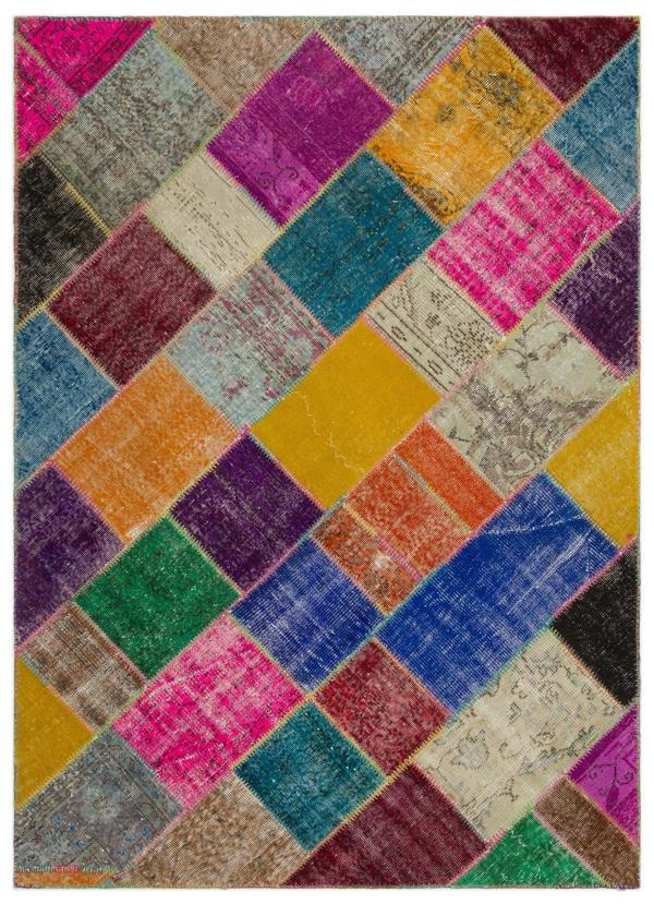 Iskece Bej Patchwork Etnik Modern Desenli Yün Hav Toz Vermez Leke Tutmayan Salon Yolluk Mutfak El Dokuma Halı - Image 1