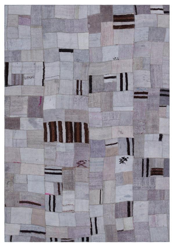 Teselya Mor Patchwork Etnik Modern Desenli Yün Hav Toz Vermez Leke Tutmayan Salon Yolluk Mutfak El Dokuma Halı - Image 1