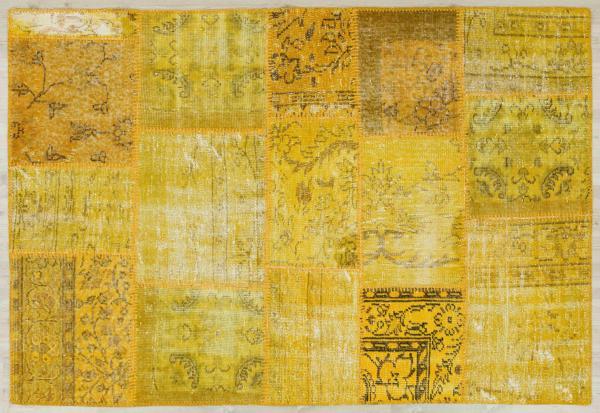 Turuncu Patchwork Etnik Modern Desenli Yün Hav Toz Vermez Leke Tutmayan Salon Yolluk Mutfak El Dokuma Halı - Image 1