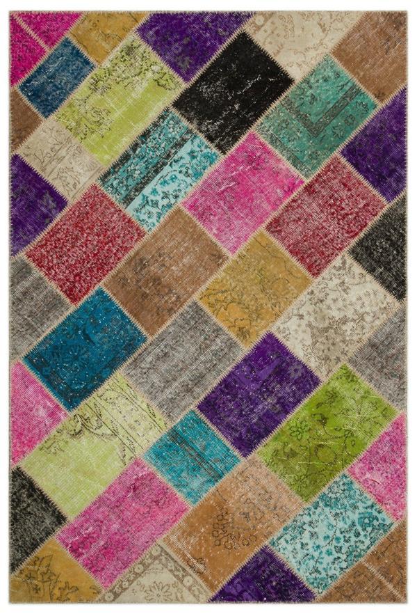 Iskece Bej Patchwork Etnik Modern Desenli Yün Hav Toz Vermez Leke Tutmayan Salon Yolluk Mutfak El Dokuma Halı - Image 1