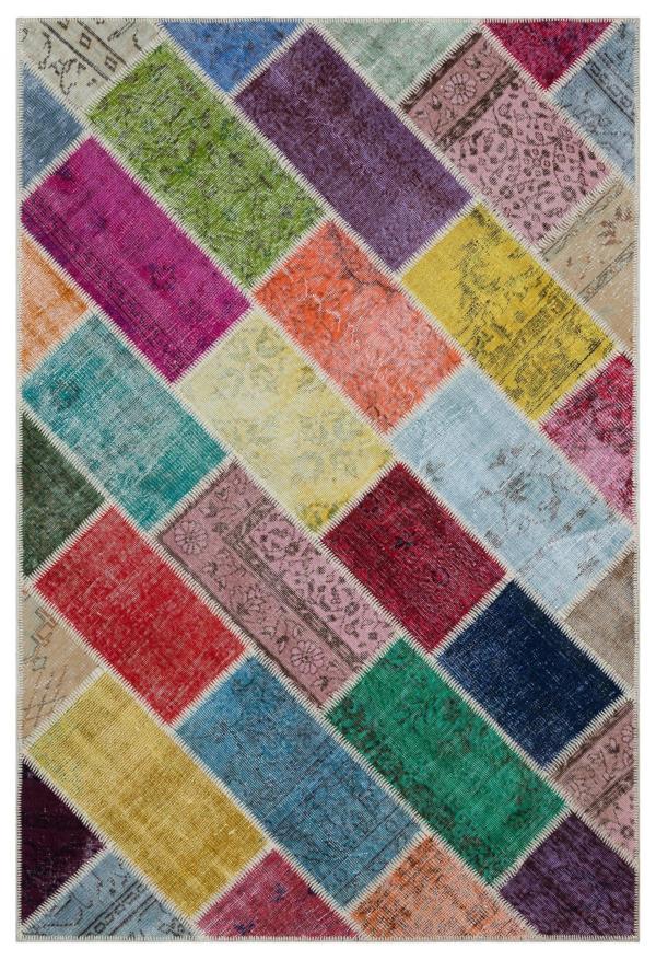 Iskece Bej Patchwork Etnik Modern Desenli Yün Hav Toz Vermez Leke Tutmayan Salon Yolluk Mutfak El Dokuma Halı - Image 1
