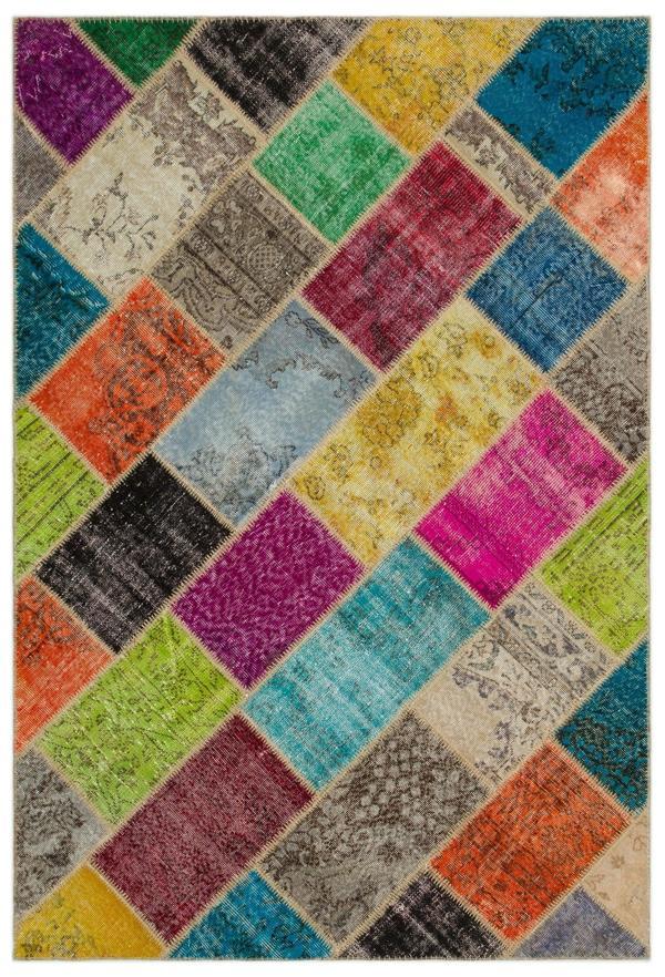 Iskece Bej Patchwork Etnik Modern Desenli Yün Hav Toz Vermez Leke Tutmayan Salon Yolluk Mutfak El Dokuma Halı - Image 1