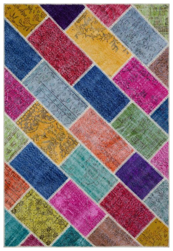 Iskece Bej Patchwork Etnik Modern Desenli Yün Hav Toz Vermez Leke Tutmayan Salon Yolluk Mutfak El Dokuma Halı - Image 1
