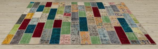 Bej Patchwork Etnik Modern Desenli Yün Hav Toz Vermez Leke Tutmayan Salon Yolluk Mutfak El Dokuma Halı - Image 1