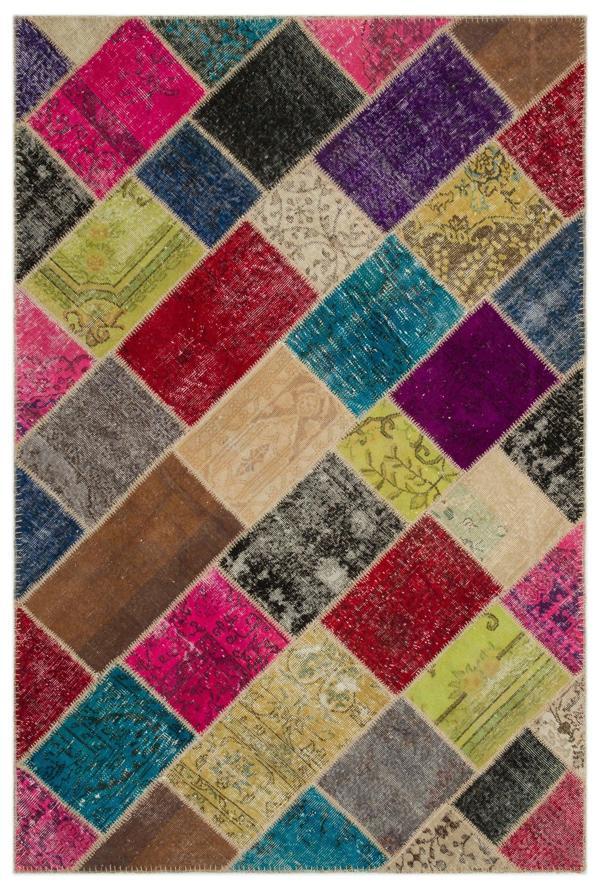 Iskece Bej Patchwork Etnik Modern Desenli Yün Hav Toz Vermez Leke Tutmayan Salon Yolluk Mutfak El Dokuma Halı - Image 1