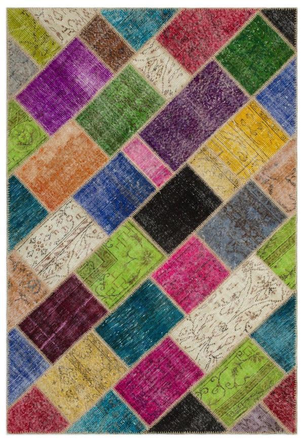 Iskece Bej Patchwork Etnik Modern Desenli Yün Hav Toz Vermez Leke Tutmayan Salon Yolluk Mutfak El Dokuma Halı - Image 1