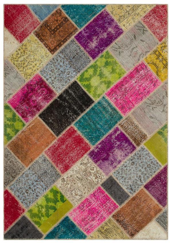 Iskece Bej Patchwork Etnik Modern Desenli Yün Hav Toz Vermez Leke Tutmayan Salon Yolluk Mutfak El Dokuma Halı - Image 1