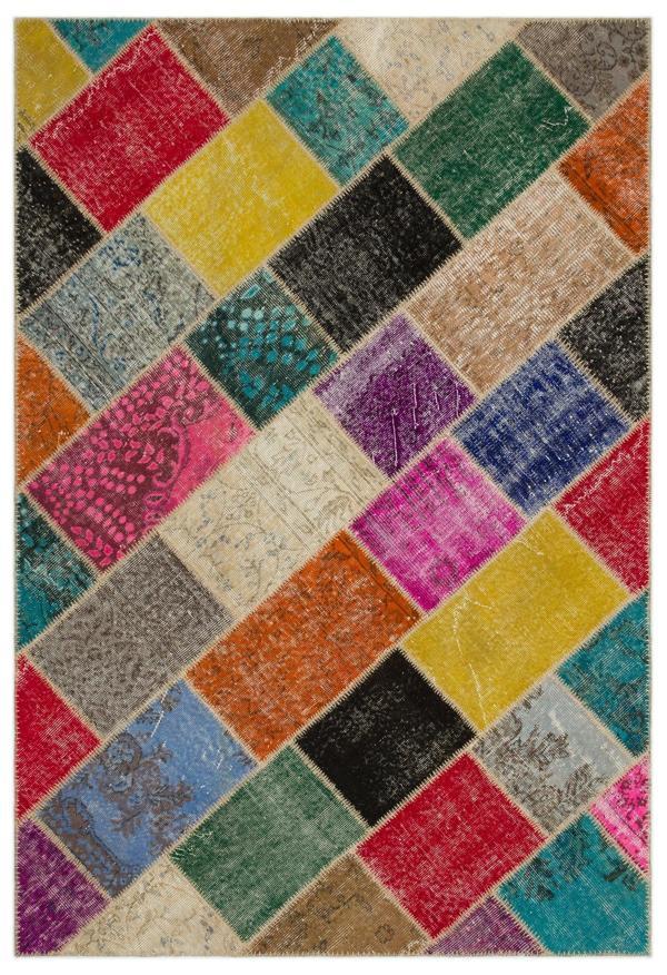 Iskece Bej Patchwork Etnik Modern Desenli Yün Hav Toz Vermez Leke Tutmayan Salon Yolluk Mutfak El Dokuma Halı - Image 1