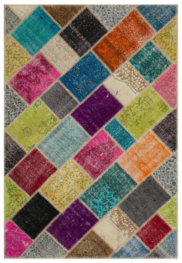 Iskece Bej Patchwork Etnik Modern Desenli Yün Hav Toz Vermez Leke Tutmayan Salon Yolluk Mutfak El Dokuma Halı - Image 1