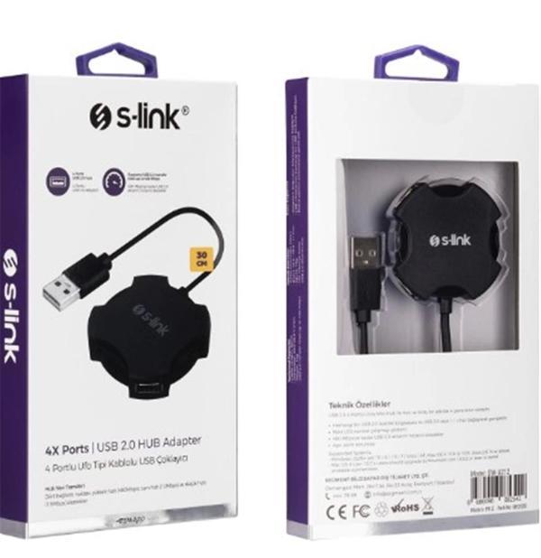 S-link Swapp SW-U212 Siyah Usb 2.0 4 Port Hub Kablolu Çevirici Adaptör - Image 1