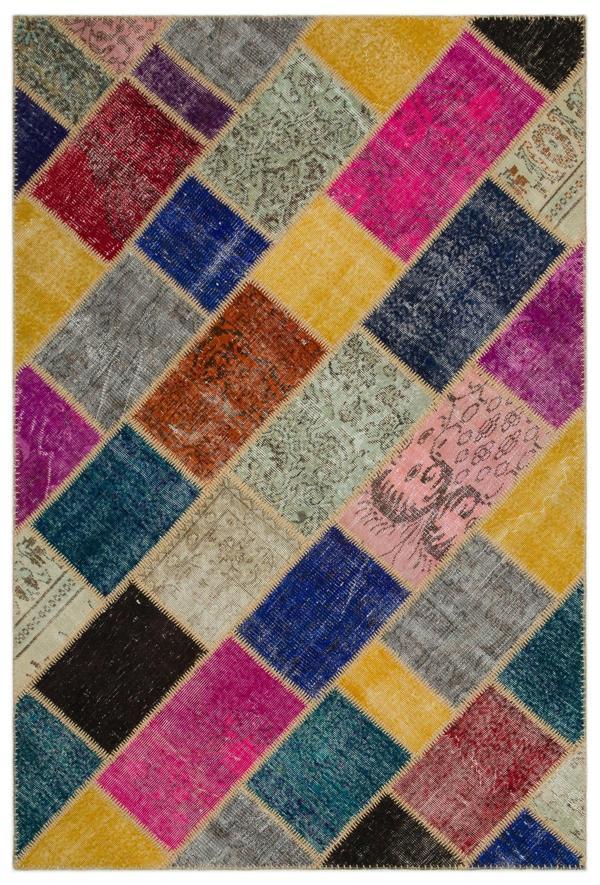 Iskece Bej Patchwork Etnik Modern Desenli Yün Hav Toz Vermez Leke Tutmayan Salon Yolluk Mutfak El Dokuma Halı - Image 1
