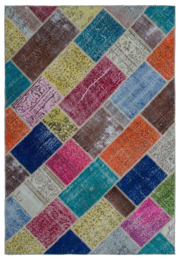Iskece Bej Patchwork Etnik Modern Desenli Yün Hav Toz Vermez Leke Tutmayan Salon Yolluk Mutfak El Dokuma Halı - Image 1