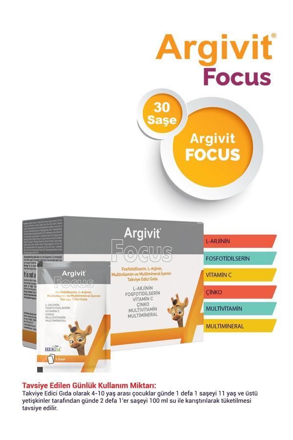 Argivit Focus L-Arjinin, Fosfotidilserin, Multivitamin ve Multimineral 30 Saşe - Image 1