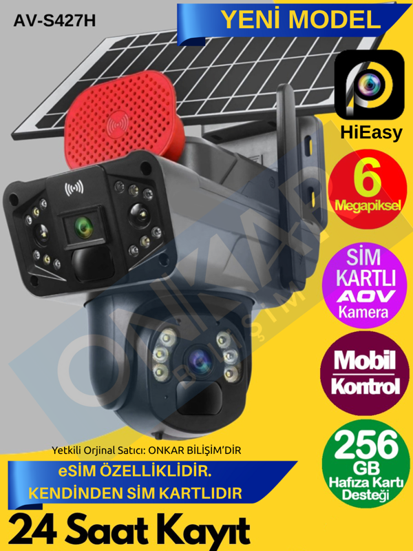 AVENİR AV-S427H 6MP eSim Destekli Güneş Enerjili 7/24 Kayıt AOV Güvenlik Kamerası - Image 1