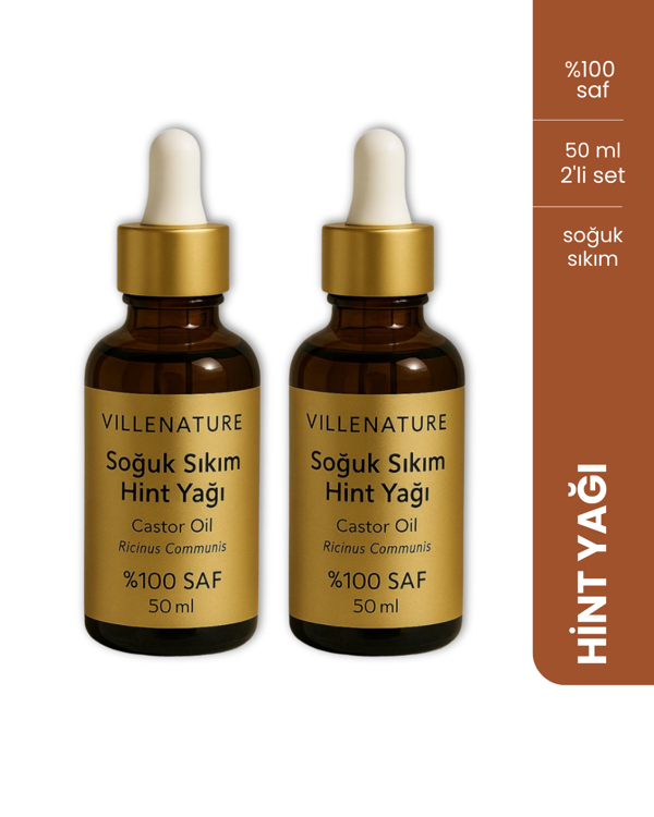 Vıllenature 2'Li Set Soğuk Sıkım Hint Yağı “Castor Oil” (Ricinus Communis) 50 Ml - Image 1
