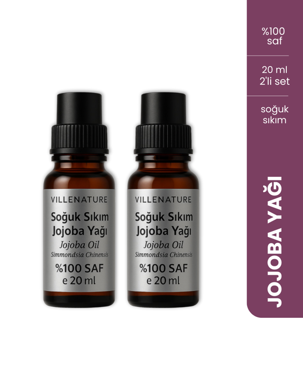 Vıllenature 2'Li Set Soğuk Sıkım Jojoba Yağı “Jojoba Oil” (Simmondsia Chinensis) 20 Ml - Image 1