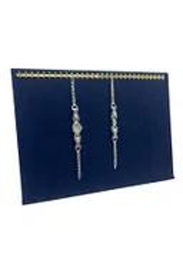 Süet Kumaş Lacivert Renk 24/34 Cm  Enine Tırnaklı Ayaklı Tesbih-kolye-zincir Sergileme Standı - Image 1