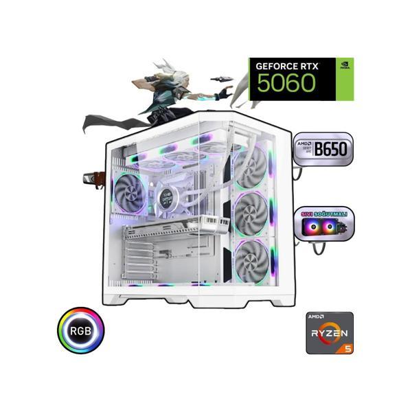 Ryzen 5 7500F 32GB Ddr5 1tb SSD Rtx 5060 B650 Anakart 240MM Sıvı Soğutma Beyaz Oyuncu Bilgisayarı - Image 1