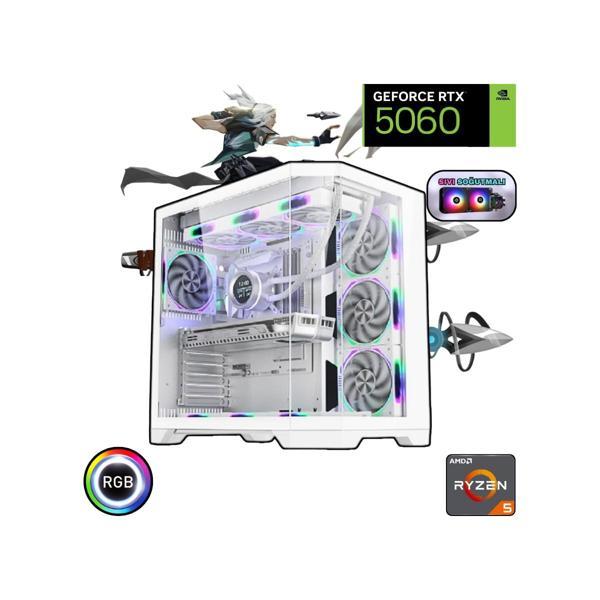 Ryzen 5 5600 32GB Ddr5 1tb SSD Rtx 5060  240MM Sıvı Soğutma Beyaz Oyuncu Bilgisayarı - Image 1