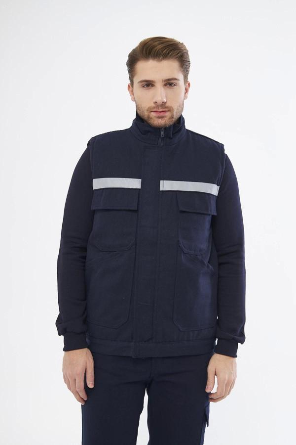 Mervem 7/7 Gabardin %100 Pamuk Kapitoneli Yelek Lacivert - Image 1