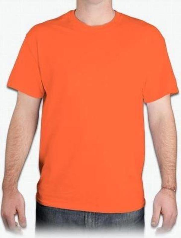 T-shirt Bisiklet Yaka Kısakol %100 Pamuk Cepli Turuncu - Image 1
