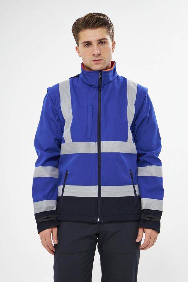 Orange Safety Saks Mavi Softshell Mont Reflektörlü - Image 1