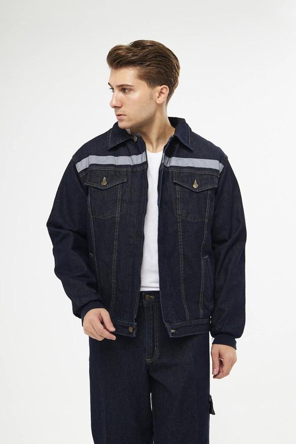 Orange Safety Kot Mont Taşlanmış %100 Pamuk Kapitoneli Reflektörlü - Image 1