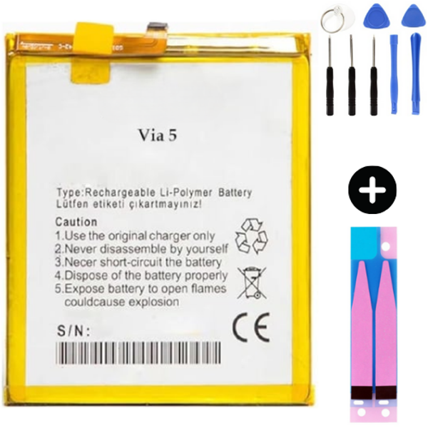 Vestel Via V5 Uyumlu Güçlendirilmiş İthal Pil + Montaj Seti - Image 1