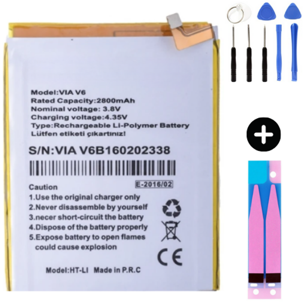 Vestel Via V6 Uyumlu A Kalite Batarya Pil + Montaj Seti - Image 1