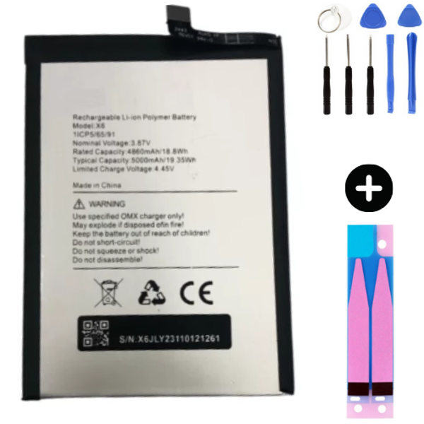 Omix X6 Uyumlu Güçlendirilmiş İthal Pil + Montaj Seti - Image 1