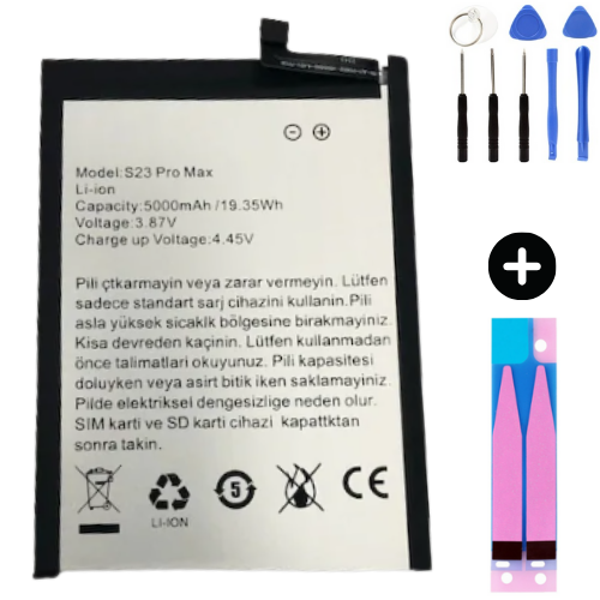 Reeder S23 Pro Max Uyumlu Güçlendirilmiş İthal Pil + Montaj Seti - Image 1