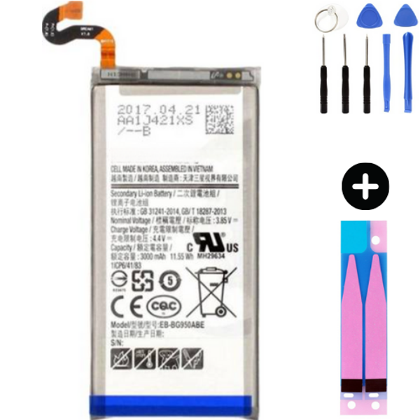 Samsung Galaxy S8 G950f Uyumlu Güçlendirilmiş İthal Pil + Montaj Seti - Image 1