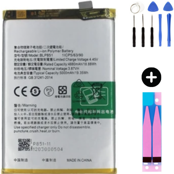 Oppo A74 BLP851 Uyumlu Güçlendirilmiş İthal Pil + Montaj Seti - Image 1