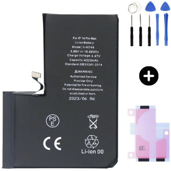 Iphone 14 Promax Uyumlu Güçlendirilmiş İthal Pil + Montaj Seti - Image 1