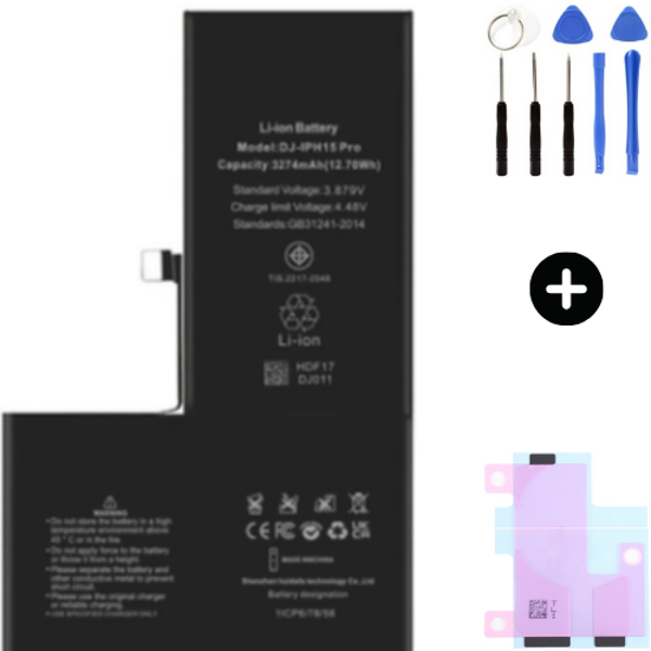 Iphone 15 Pro Uyumlu Güçlendirilmiş İthal Pil + Montaj Seti - Image 1