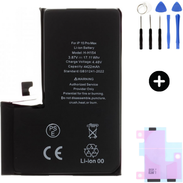 Iphone 15 Promax Uyumlu Güçlendirilmiş İthal Pil + Montaj Seti - Image 1