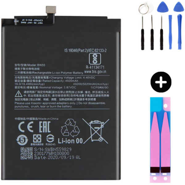 Xiaomi Redmi Note 9S BN55 Uyumlu Güçlendirilmiş İthal Pil + Montaj Seti - Image 1