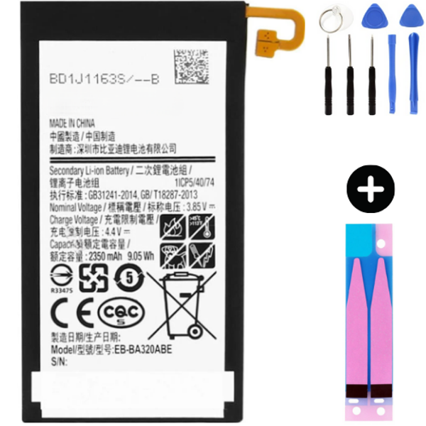 Samsung Galaxy A3 2017 A320F Uyumlu A Kalite Batarya Pil + Montaj Seti - Image 1