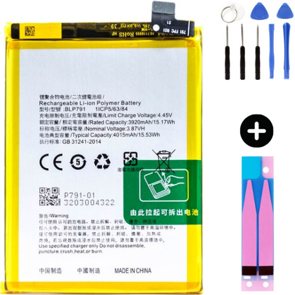 Oppo Reno 4 BLP791 Uyumlu Güçlendirilmiş İthal Pil + Montaj Seti - Image 1