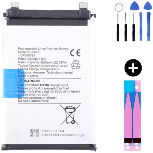 Tecno Pova 5 BL-58ET Uyumlu A Kalite Batarya Pil + Montaj Seti - Image 1