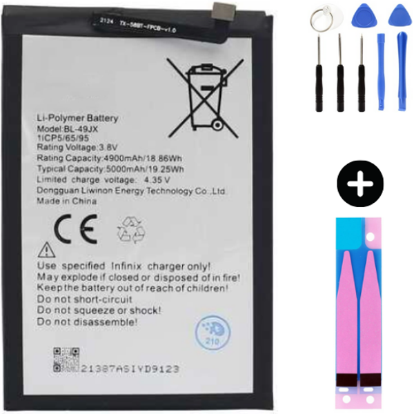 İnfinix Hot 30 BL-49JX Uyumlu Güçlendirilmiş İthal Pil + Montaj Seti - Image 1