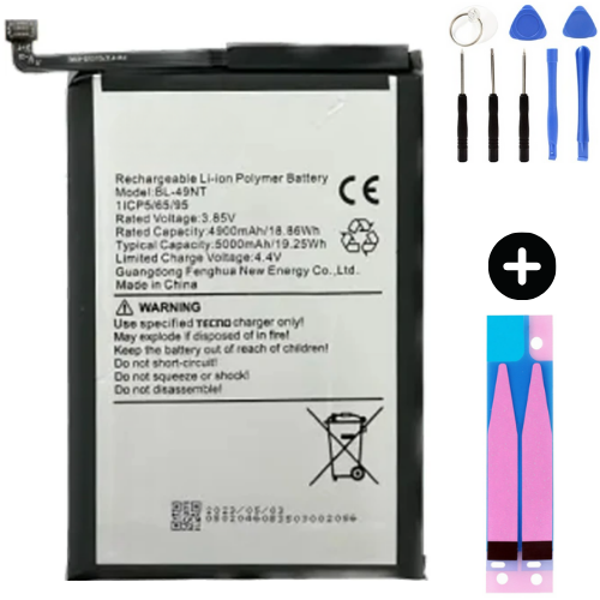 Tecno Spark 10C BL-49NT Uyumlu Güçlendirilmiş İthal Pil + Montaj Seti - Image 1